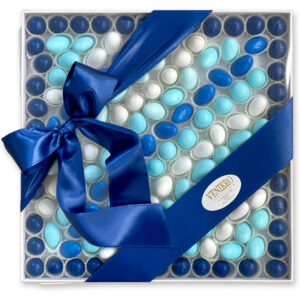 scatola con confetti blu