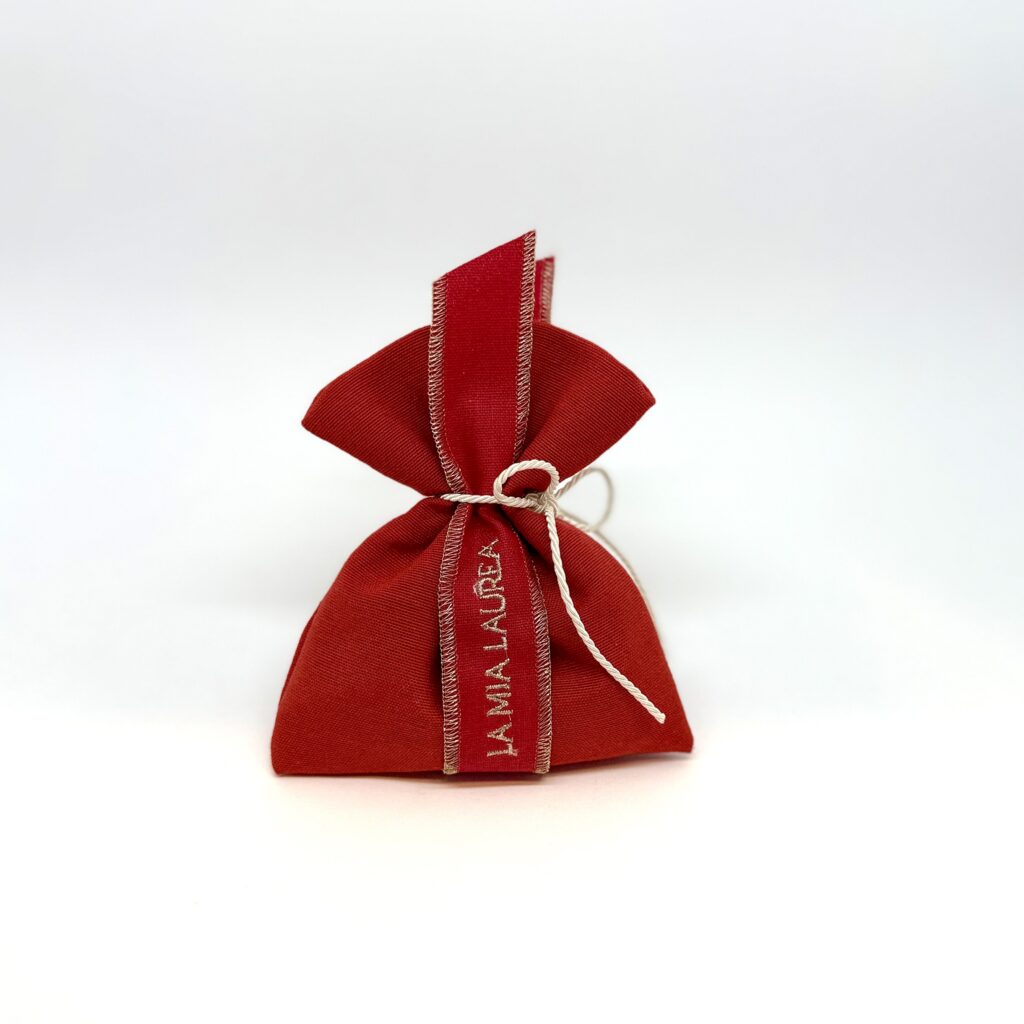 Sacchetto rigatino di cotone rosso